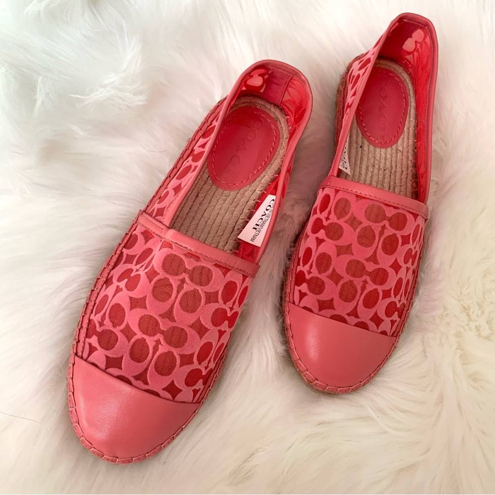 Coach Cleo Espadrille Coral  Signature C Mesh Size 8